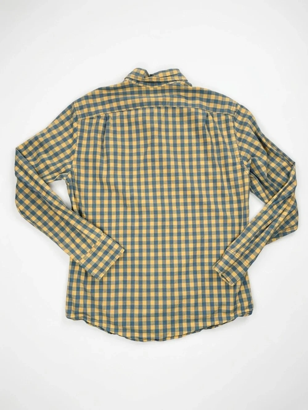 J. Crew Yellow and Blue Gingham Button-Down Shirt